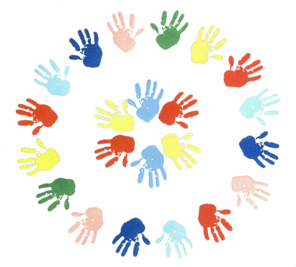 palm print circles in different colors