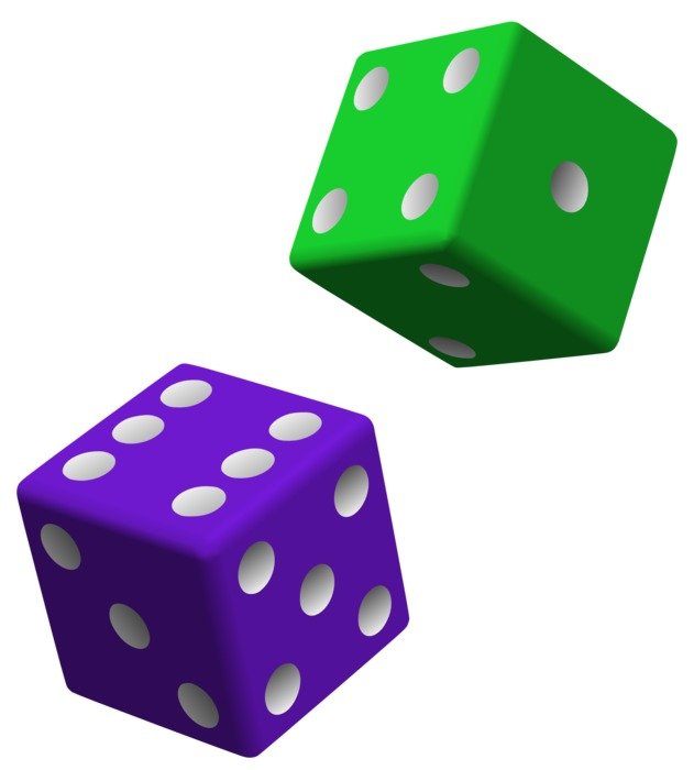 One green and one blue dice clipart