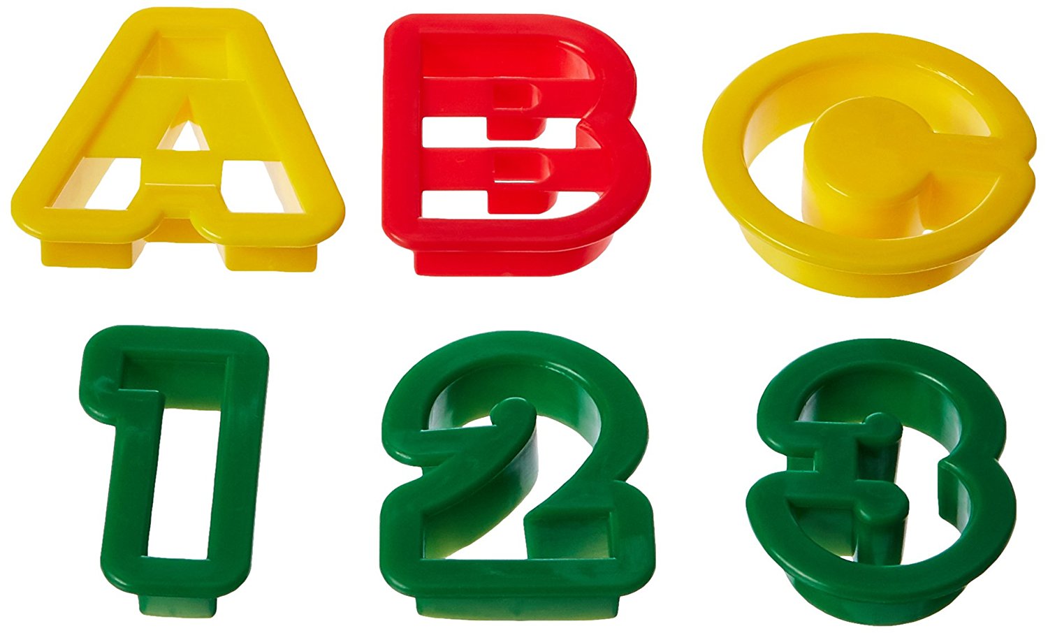 R m industries plastic alphabet numbers cookie cutter set 1 5