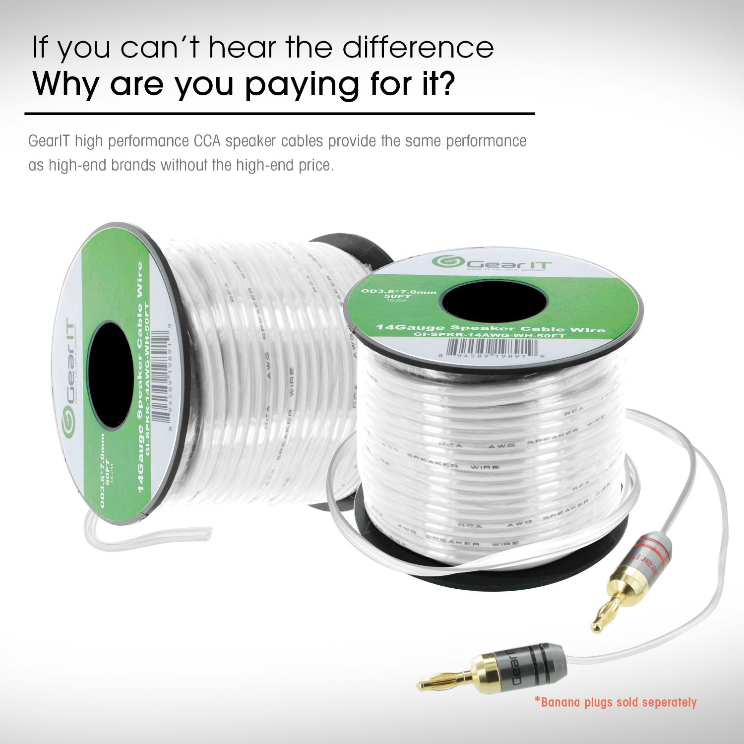 thumbnail image 2 of GearIT 18AWG Speaker Wire, Pro Series 18 Gauge Speaker Wire Cable (200 Feet / 60 2 of 10