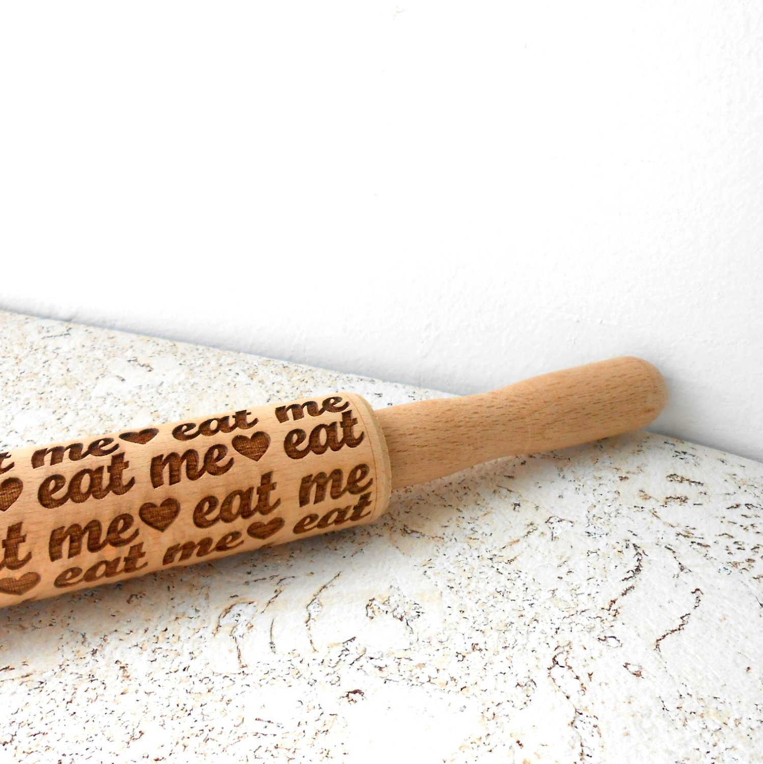 Eat Me Embossing Rolling Pin Wooden Rolling Pin Cookies Decorating Roller Laser Engraved