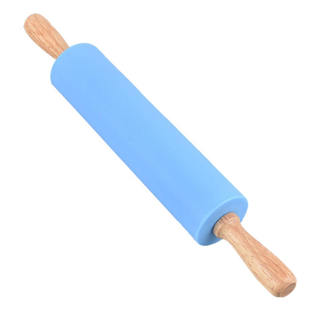 Kuke Silicone Rolling Pin with Wood Handles Professional Non-stick Home ...