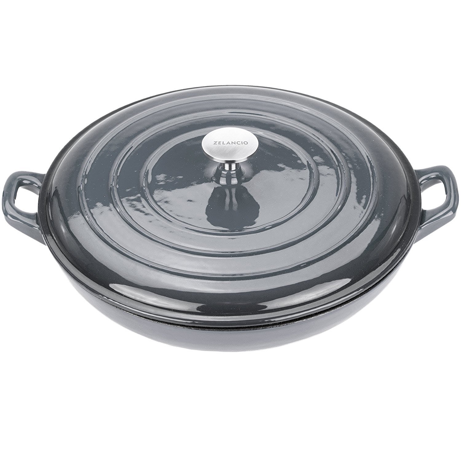 Zelancio 3 Quart Cast Iron Enamel Covered Casserole Cooking Dish