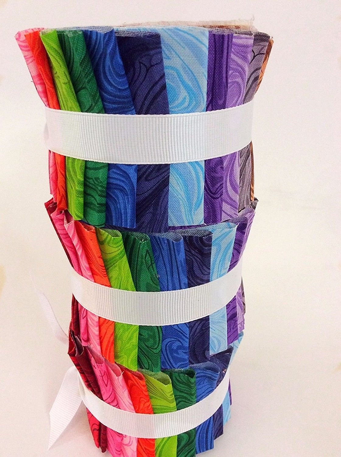 2.5 inch Rainbow swirl Jelly Roll 100% cotton fabric quilting strips N4 ...