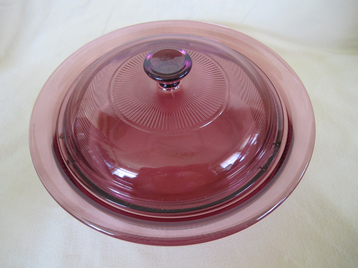 Corning Ware Visions Visionware Glass Cranberry Covered Casserole