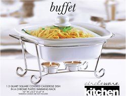 Circleware Ceramic Buffet, 1.5 Qt, Square Casserole N2