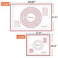 Daixers Silicone Baking Mats Large 23.62" x 15.74" ,Non Stick Non Skid Pastry-Mat with Measurements (Red) N11