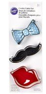 Wilton 2308-0900 3-Piece Cookie Cutters, Tie/Mustache/Lips