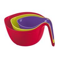 koziol MIXXX Mixing Bowl, set of 3, solid plum/mustard green/raspberry red