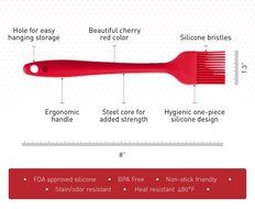 StarPack Premium Silicone Basting Brush with Hygienic Solid Coating, Bonus 101 Cooking Tips (Cherry Red) N2