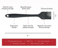 StarPack Premium Silicone Basting Brush with Hygienic Solid Coating, Bonus 101 Cooking Tips (Cherry Red) N11