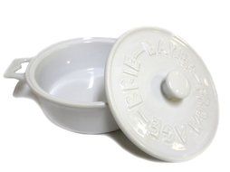 7" Round Stoneware Brie Baker with Wood Spreader (White)