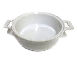 7" Round Stoneware Brie Baker with Wood Spreader (White) N2