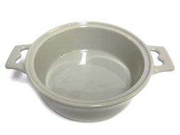7" Round Stoneware Brie Baker with Wood Spreader (White) N5