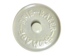 7" Round Stoneware Brie Baker with Wood Spreader (White) N6