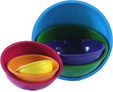 Set of 6 Gourmet Home Products Brand Bold Colored Nesting Mixing Bowls in 6 Different Sizes N3