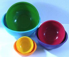 Set of 6 Gourmet Home Products Brand Bold Colored Nesting Mixing Bowls in 6 Different Sizes N4