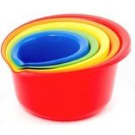 (Set of 5) Plastic Mixing Bowls with Pour Spout &ndash; .9, 1&frac12;, 2&frac12;, 4, and 5&frac12;, Quart