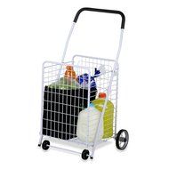 Honey-Can-Do CRT-01513 Large Folding Shopping Cart Rolling 4-Wheel Utility Wagon, White N2