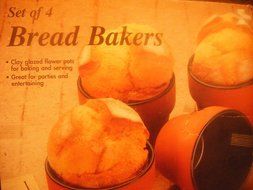Bread Bakers - Set of 4 Clay Glazed Flower Pots for Baking and Serving