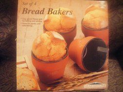 Bread Bakers - Set of 4 Clay Glazed Flower Pots for Baking and Serving N2