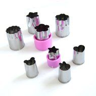 BBolive Stainless Steel Vegetable Cutter Shapes Set ( 8 Piece) , Mini Cookie Cutters Flower Shape Slicer Cake... N4
