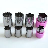 BBolive Stainless Steel Vegetable Cutter Shapes Set ( 8 Piece) , Mini Cookie Cutters Flower Shape Slicer Cake... N5
