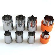 BBolive Stainless Steel Vegetable Cutter Shapes Set ( 8 Piece) , Mini Cookie Cutters Flower Shape Slicer Cake... N7