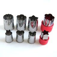 BBolive Stainless Steel Vegetable Cutter Shapes Set ( 8 Piece) , Mini Cookie Cutters Flower Shape Slicer Cake... N8