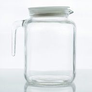 Teikis Glass Jug Pitcher White Lid (67 3/4oz) + 2 Pack Reusable Fine Mesh Nut Milk Bags Cheesecloth (10&quot; x 12&quot;... N2