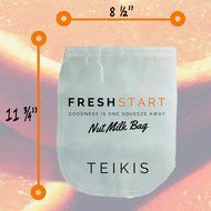 Teikis Glass Jug Pitcher White Lid (67 3/4oz) + 2 Pack Reusable Fine Mesh Nut Milk Bags Cheesecloth (10&quot; x 12&quot;... N5