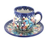 Polish Pottery Garden of Eden Espresso Cup &amp; Saucer