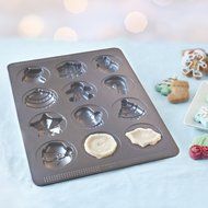 Sweet Creations 04728 12-Cup Nonstick Holiday Cookie Sheet, Gray N2