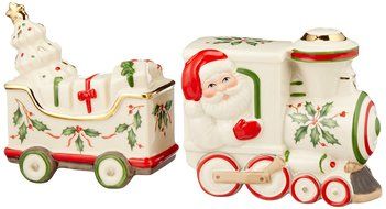 Lenox Holiday Salt &amp; Pepper, Santa &amp; Train N3