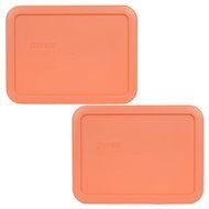 Pyrex 7210-PC 3 Cup Rectangle Storage Lid Cover for 3 Cup Dish (2, Light Orange)
