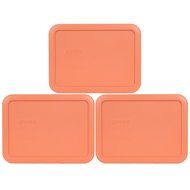 Pyrex 7210-PC 3 Cup Rectangle Storage Lid Cover for 3 Cup Dish (2, Light Orange) N5