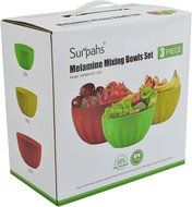 Surpahs Melamine Mixing Bowl Set, Salad Bowls, 3 Pieces (2Qt, 3Qt, 4Qt) N7