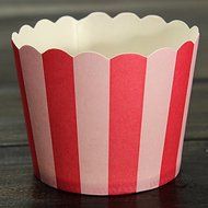 "50pcs Cupcake Baking Paper Stripe Muffin Cup Home Wedding Party (Red)" shopping