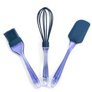 Silicone Whisk, Basting Brush and Spatula, 3 Piece Set, Blue Heat Resistant Kitchen Baking Set N2