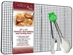 Baking Rack - Cooling Rack with FREE Tong Bundle, Stainless Steel , Non Stick, Dish Washer Safe, Rust Free, Oven...