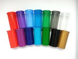 WOW! Assortment of 14 Multi Color 13 Dram Pop Top Bottle Vial Container Van Cave