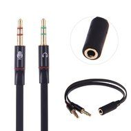 Maeline 3.5mm Female to 2 Male Gold Plated Headphone Mic Audio Y Splitter Flat Cable N5