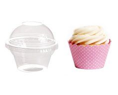 Dress My Cupcake Favor Dome Containers with Wrappers DIY Kit, Cherry Blossom Pink, Set of 25