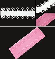 FOUR-C Decorating Supplies Silicone Embossed Mat Decor Lace Mat for Fondant Cake Color Pink N2