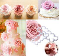 3pcs Cake Decoration Mold, DIY One-Piece Molded Fondant Roses Printing Mould Tool Set , Food Grade Cutter Modeling...