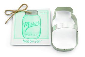 Mason Jar Cookie Cutter With Recipe Card &amp; Decorating Tips &ndash; Ann Clark 4.5 Inches &ndash; US Tin Plated Steel