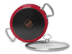 Chantal Copper Fusion 6-Quart Casserole with Glass Lid, Chili Red N3