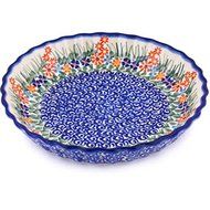 Ceramika Bona H7657G Polish Pottery Ceramic Fluted Pie Dish Hand Painted, 10-Inch