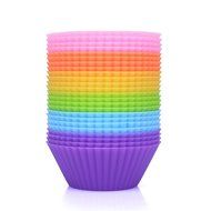BakeBaking Mini Muffin Pan - Reusable Silicone Cupcake Molds 2in 24 Pack - Small Baking Cups Truffle Cake Pan...