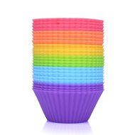 BakeBaking Mini Muffin Pan - Reusable Silicone Cupcake Molds 2in 24 Pack - Small Baking Cups Truffle Cake Pan... N8